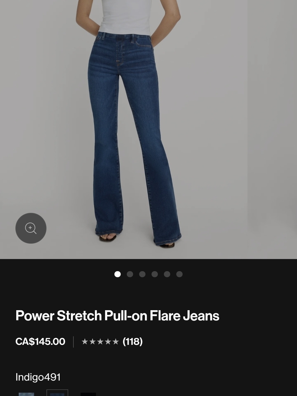 Good American Indigo Pull-On Flare Jeans
